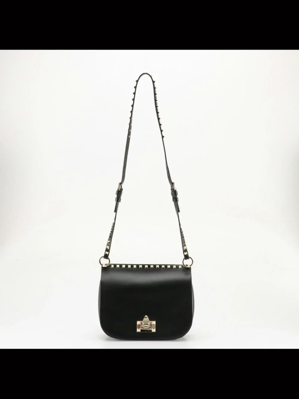 Vintage Valentino Garavani Rockstud Black Leather Saddlebag - Picture 9 of 14
